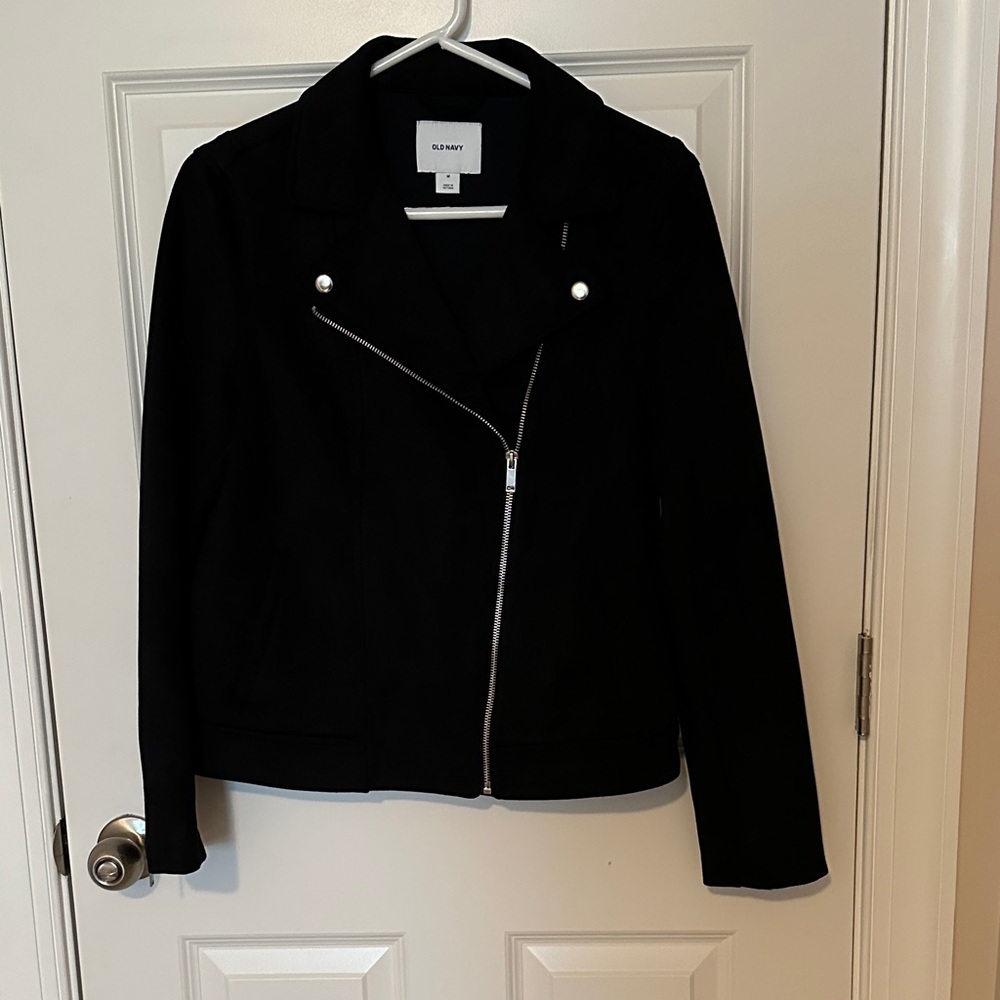 Black Old Navy Women's Black moto Jacket with Silver Zipper
